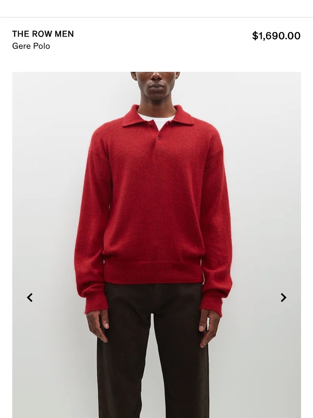The Row Men Red Crewneck Polo Sweater